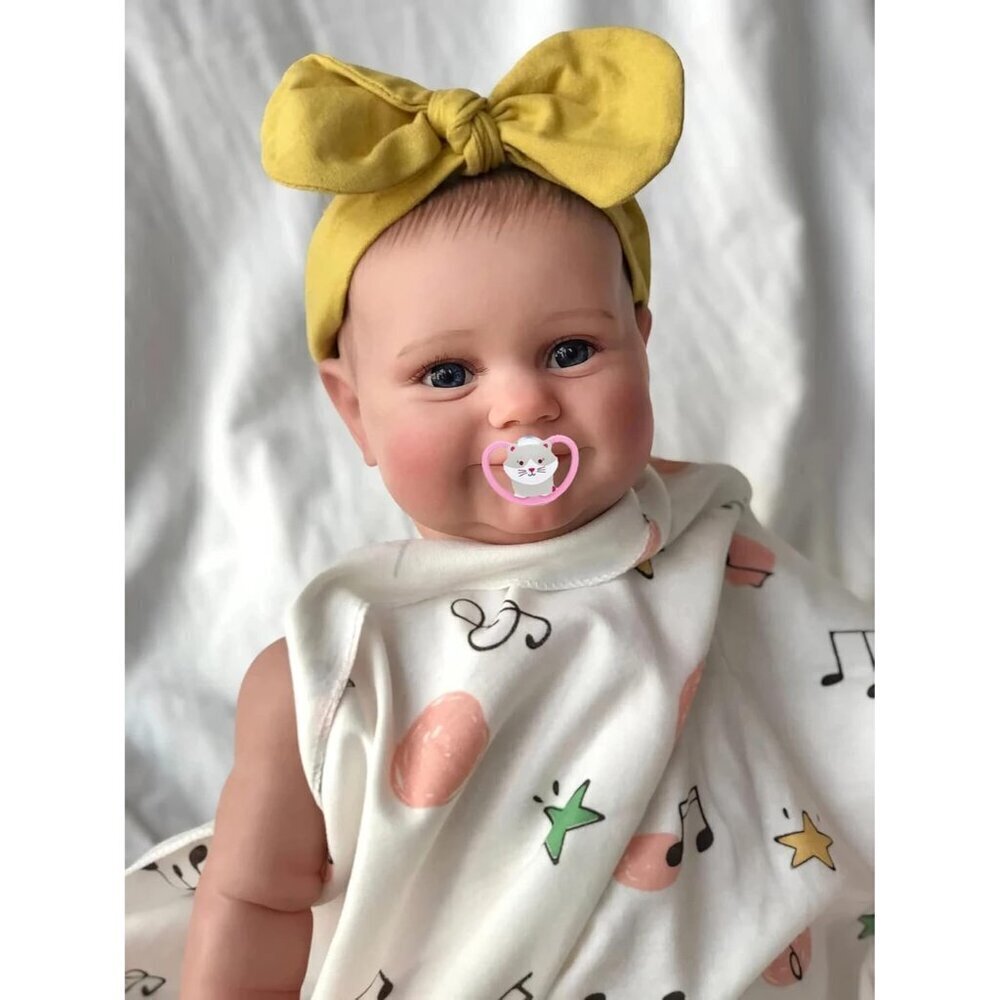 🆕20 Inches Full Vinyl Body Real Baby Size Hand Painted Hair With Yellow Dress